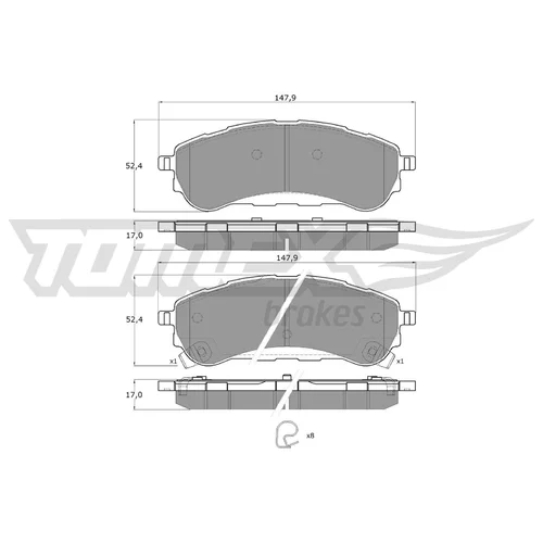 Sada brzdových platničiek kotúčovej brzdy TOMEX Brakes TX 19-94