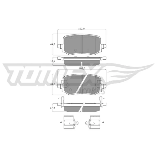 Sada brzdových platničiek kotúčovej brzdy TOMEX Brakes TX 60-44