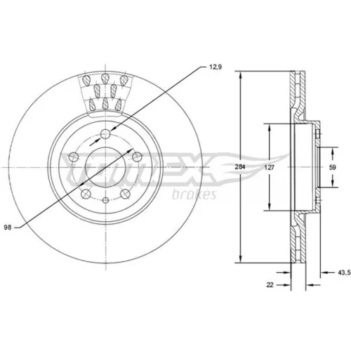 Brzdový kotúč TOMEX Brakes TX 71-39