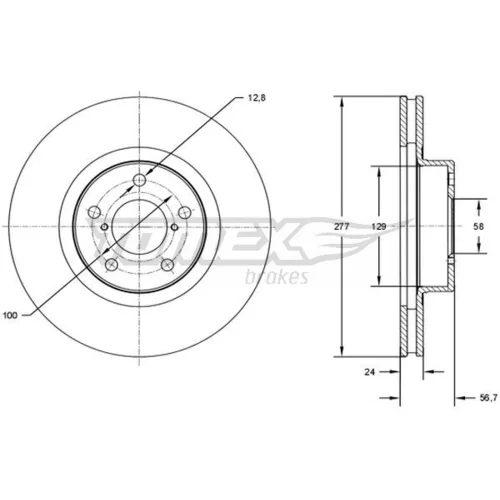 Brzdový kotúč TOMEX Brakes TX 71-51