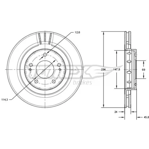 Brzdový kotúč TOMEX Brakes TX 71-74