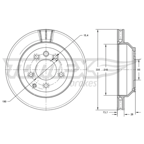 Brzdový kotúč TOMEX Brakes TX 74-16