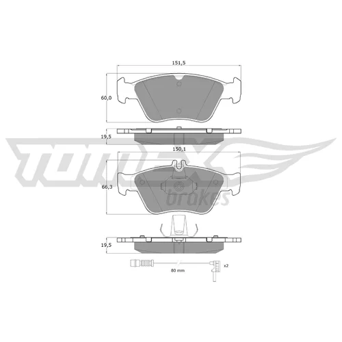 Sada brzdových platničiek kotúčovej brzdy TOMEX Brakes TX 11-471