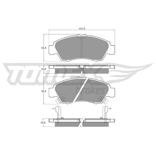 Sada brzdových platničiek kotúčovej brzdy TOMEX Brakes TX 12-65