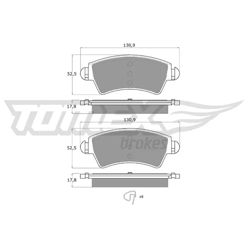 Sada brzdových platničiek kotúčovej brzdy TOMEX Brakes TX 13-44