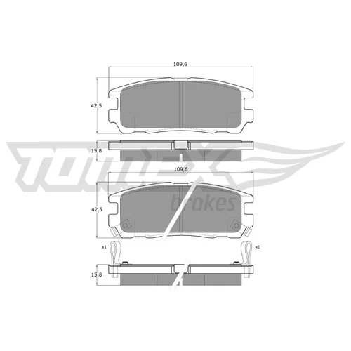 Sada brzdových platničiek kotúčovej brzdy TOMEX Brakes TX 15-55