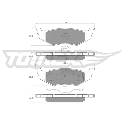 Sada brzdových platničiek kotúčovej brzdy TOMEX Brakes TX 15-91