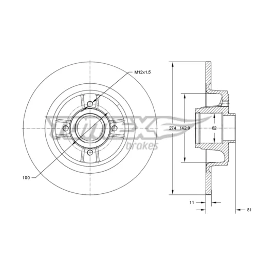 Brzdový kotúč TOMEX Brakes TX 70-801