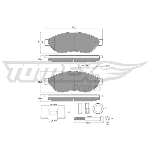 Sada brzdových platničiek kotúčovej brzdy TOMEX Brakes TX 14-39