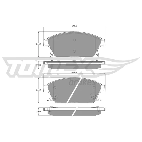 Sada brzdových platničiek kotúčovej brzdy TOMEX Brakes TX 16-51