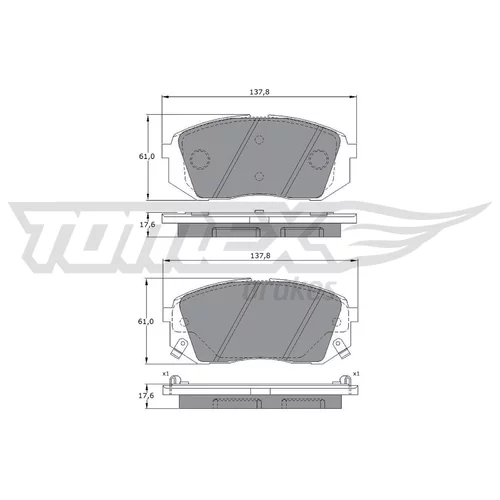 Sada brzdových platničiek kotúčovej brzdy TOMEX Brakes TX 17-47