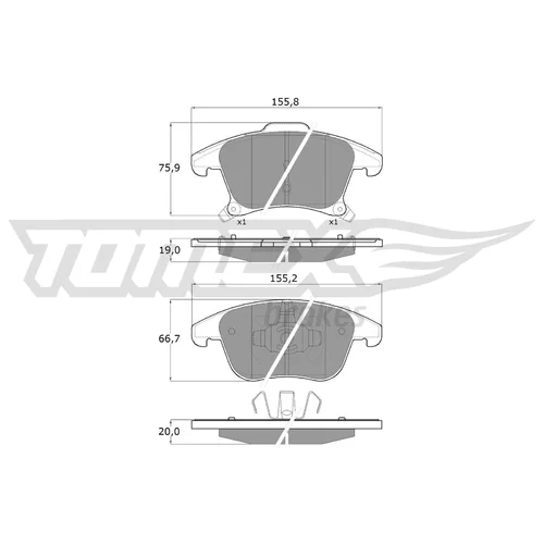 Sada brzdových platničiek kotúčovej brzdy TOMEX Brakes TX 17-75