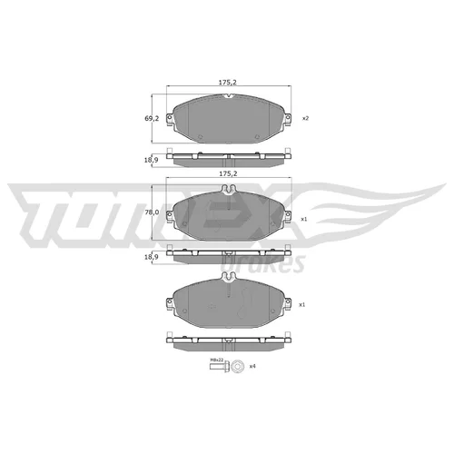 Sada brzdových platničiek kotúčovej brzdy TOMEX Brakes TX 18-53