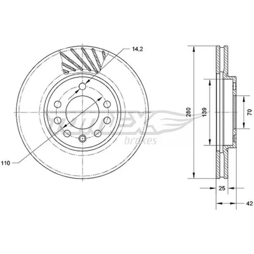 Brzdový kotúč TOMEX Brakes TX 70-11