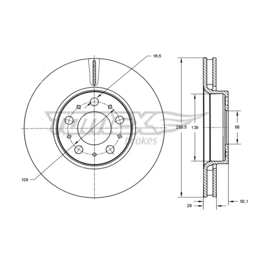 Brzdový kotúč TOMEX Brakes TX 71-43