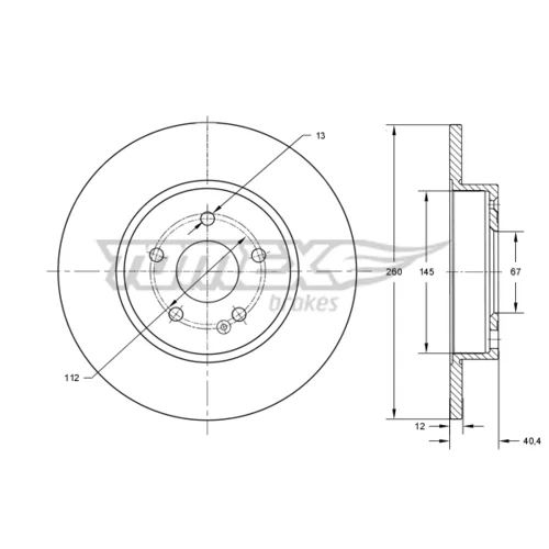 Brzdový kotúč TOMEX Brakes TX 74-06