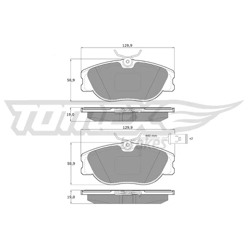 Sada brzdových platničiek kotúčovej brzdy TOMEX Brakes TX 12-441