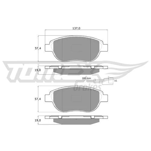 Sada brzdových platničiek kotúčovej brzdy TOMEX Brakes TX 12-49