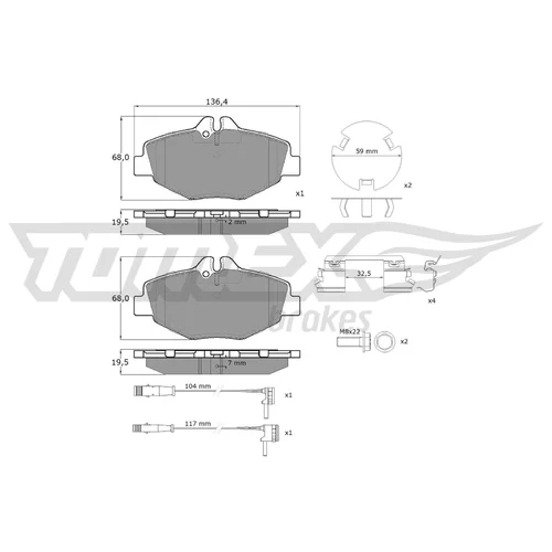 Sada brzdových platničiek kotúčovej brzdy TOMEX Brakes TX 14-29