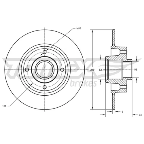 Brzdový kotúč TOMEX Brakes TX 73-611