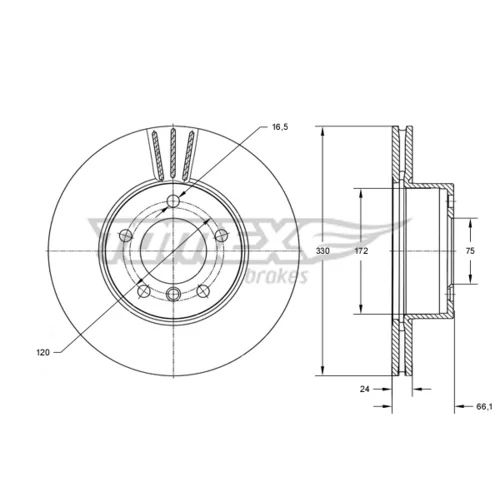 Brzdový kotúč TOMEX Brakes TX 73-97