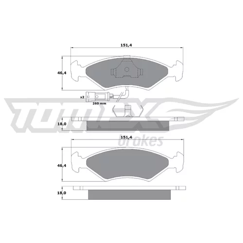 Sada brzdových platničiek kotúčovej brzdy TOMEX Brakes TX 10-282