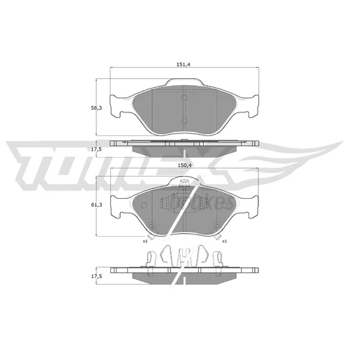 Sada brzdových platničiek kotúčovej brzdy TOMEX Brakes TX 15-00