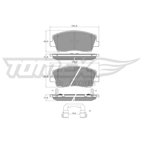 Sada brzdových platničiek kotúčovej brzdy TOMEX Brakes TX 15-421