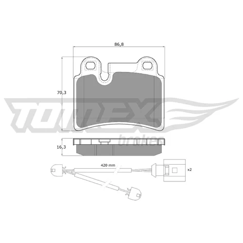 Sada brzdových platničiek kotúčovej brzdy TOMEX Brakes TX 16-21