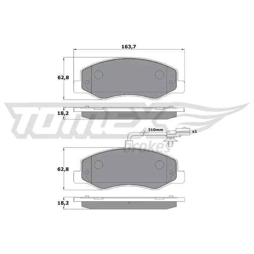 Sada brzdových platničiek kotúčovej brzdy TOMEX Brakes TX 16-49