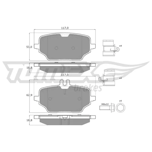 Sada brzdových platničiek kotúčovej brzdy TOMEX Brakes TX 60-22