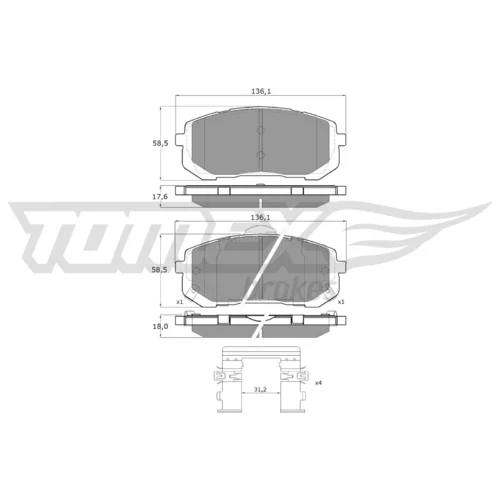 Sada brzdových platničiek kotúčovej brzdy TOMEX Brakes TX 60-37