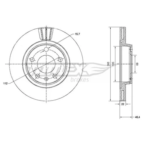 Brzdový kotúč TOMEX Brakes TX 70-21