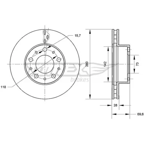 Brzdový kotúč TOMEX Brakes TX 70-95