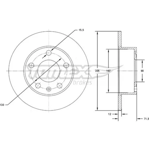 Brzdový kotúč TOMEX Brakes TX 71-76