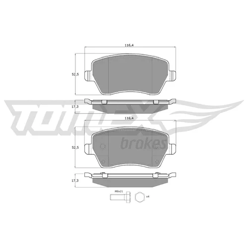 Sada brzdových platničiek kotúčovej brzdy TOMEX Brakes TX 14-16