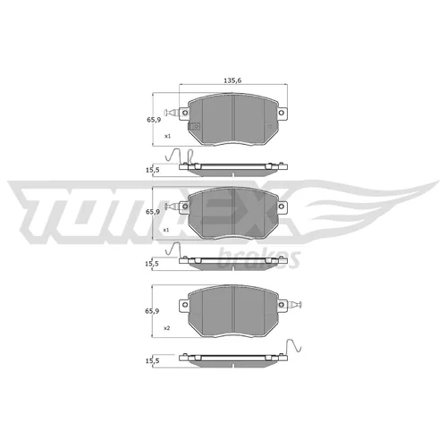 Sada brzdových platničiek kotúčovej brzdy TOMEX Brakes TX 19-39