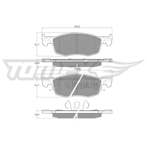 Sada brzdových platničiek kotúčovej brzdy TOMEX Brakes TX 60-50