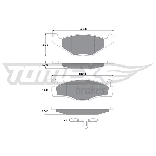 Sada brzdových platničiek kotúčovej brzdy TOMEX Brakes TX 10-141