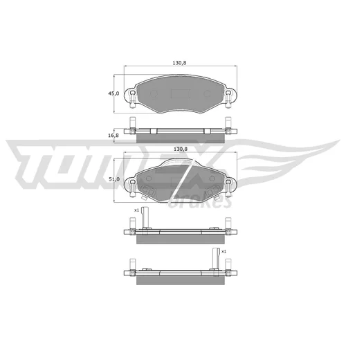 Sada brzdových platničiek kotúčovej brzdy TOMEX Brakes TX 13-89