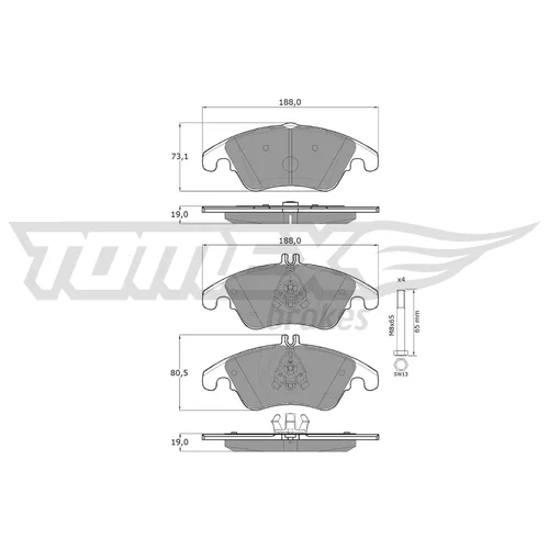 Sada brzdových platničiek kotúčovej brzdy TOMEX Brakes TX 16-31