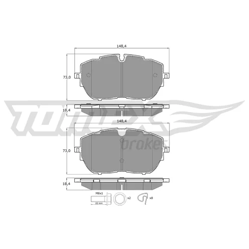 Sada brzdových platničiek kotúčovej brzdy TOMEX Brakes TX 18-65