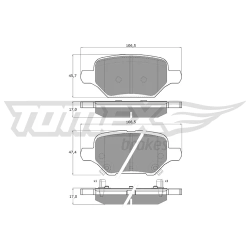 Sada brzdových platničiek kotúčovej brzdy TOMEX Brakes TX 19-80