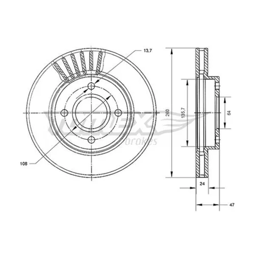 Brzdový kotúč TOMEX Brakes TX 70-43