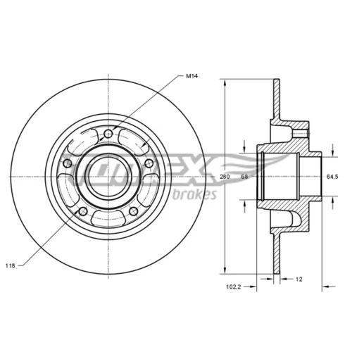 Brzdový kotúč TOMEX Brakes TX 71-141