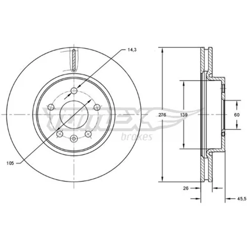 Brzdový kotúč TOMEX Brakes TX 72-49