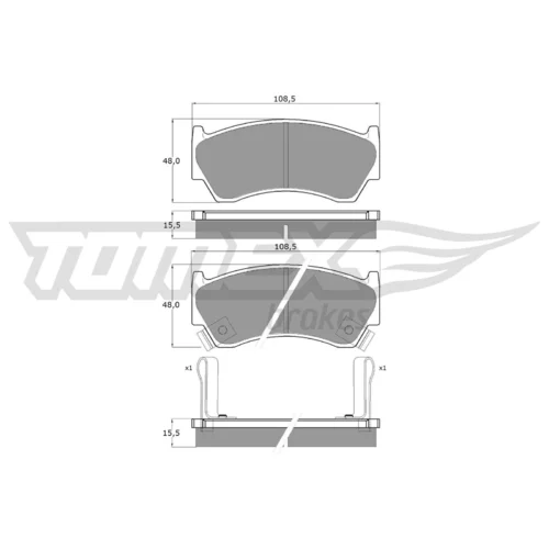 Sada brzdových platničiek kotúčovej brzdy TOMEX Brakes TX 10-89