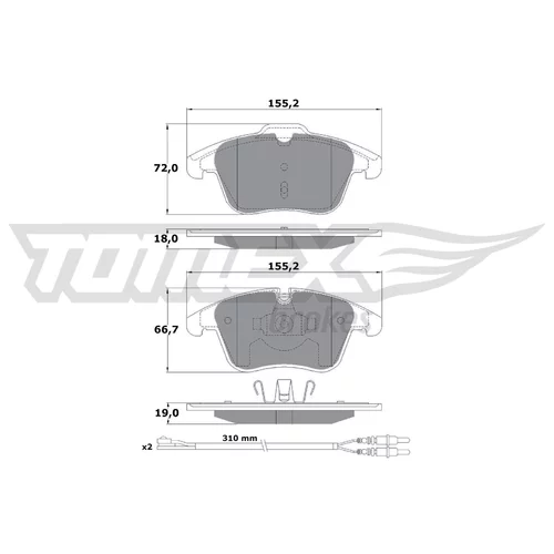 Sada brzdových platničiek kotúčovej brzdy TOMEX Brakes TX 16-55