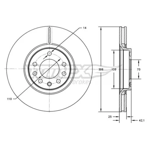 Brzdový kotúč TOMEX Brakes TX 72-03