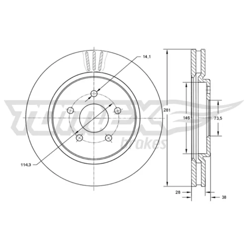 Brzdový kotúč TOMEX Brakes TX 72-16